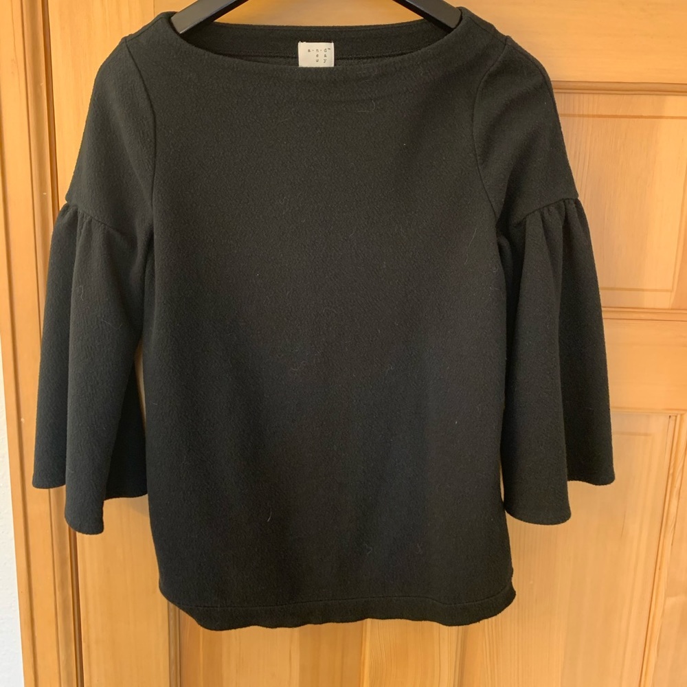 Black bell sleeve top
